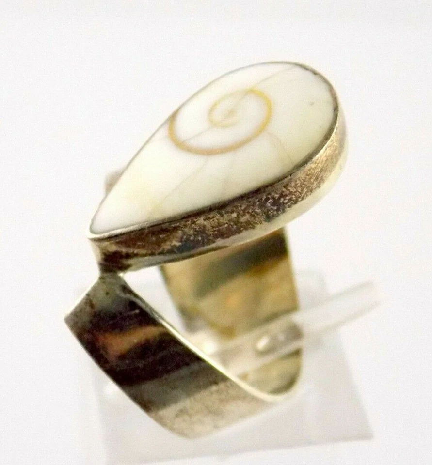 Anillo de plata de ley concha de Shiva hecho artesanalmente 925 talla 7 pesa 5,7 g Foto 2 de 4