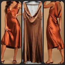 LULUS Incredible Love Brown Cowl Back Midi Slip Dress Size XL**Stunning**NWOT***