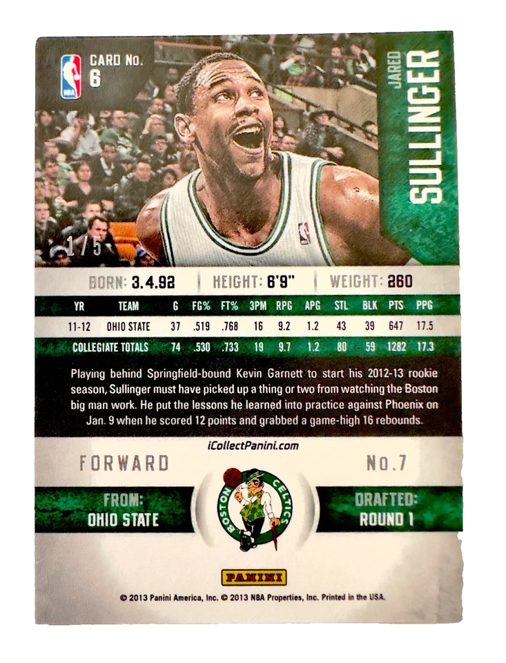 Jared Sullinger 2012 Panini Threads Father's Day #6 rookie, 1/5 extremely rare! - Image 2 of 3