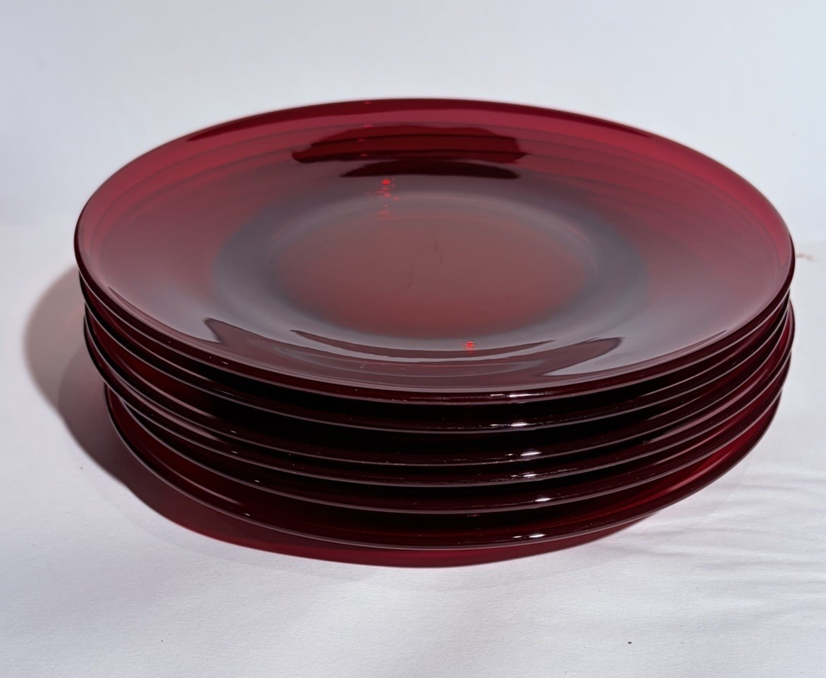 Set of 6 Vintage Anchor Hocking Royal Ruby Red Plates 8”