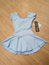 So Danca Lt. Blue Cap Sleeve Leotard Dress Open Back Bow Detail Dance Girls