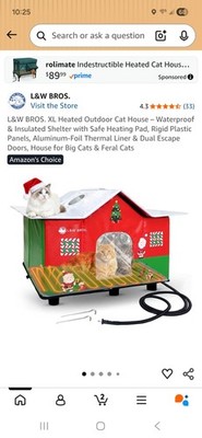 L&W Bros XL Outdoor Heated Cat House New Christmas Theme