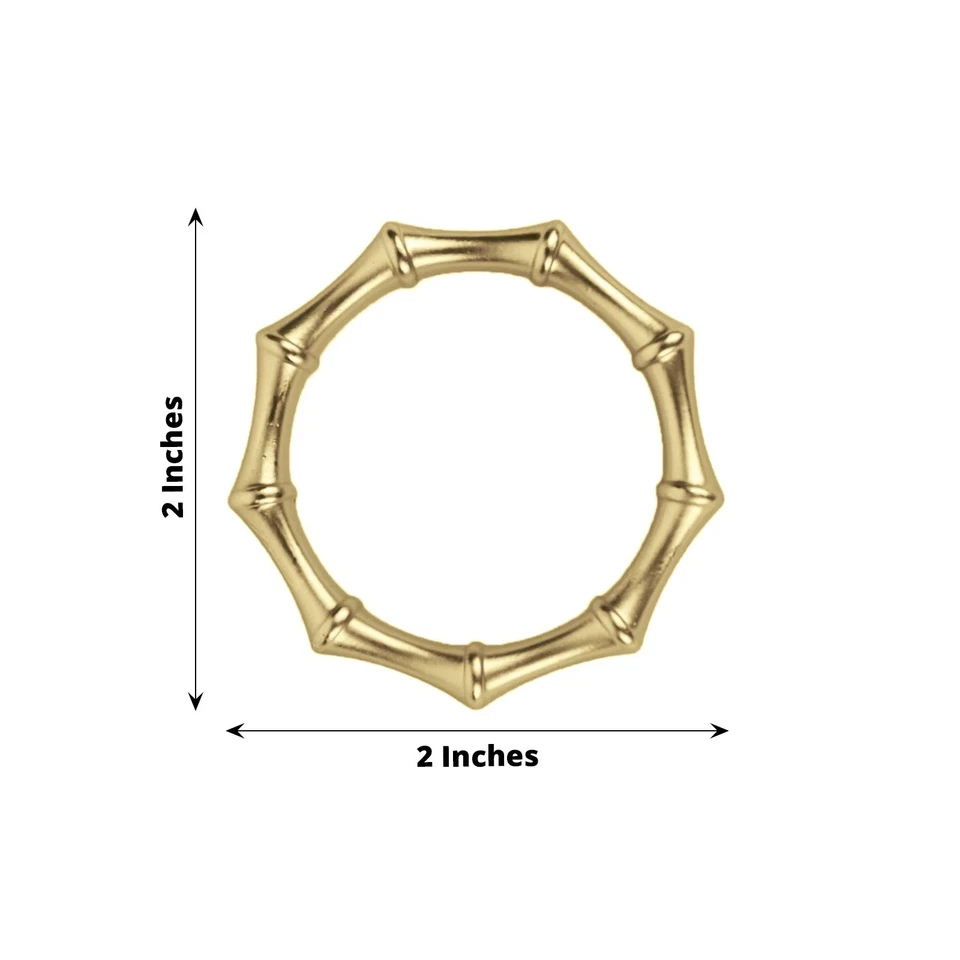 4 servilleteros de metal con diseño de nudillos de bambú redondos dorados decoración de fiestas eventos Foto 2 de 4