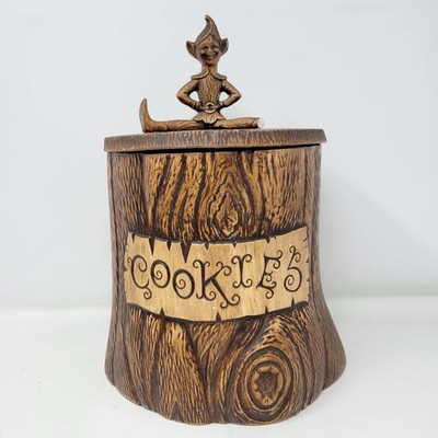 Vintage 1960 Treasure Craft Elf Cookie Jar With Lid Damage
