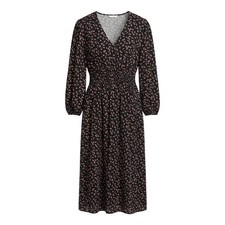 Gap Womens XXL Black Floral Smocked Waist V-Neck Midi Dress with Pockets Slit