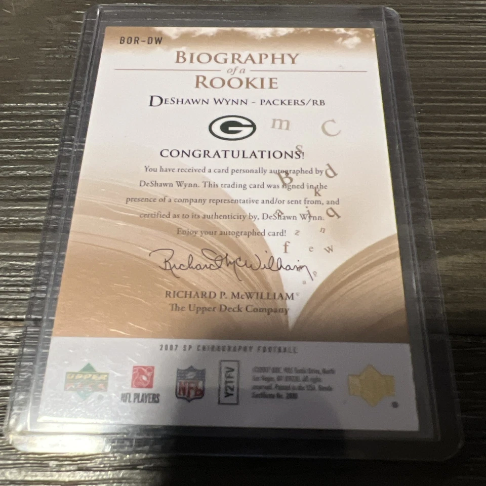 2007 SP Chirography Biography of a Rookie DeShawn Wynn #BOR-DW Bronze 1/1 AU, RC - Image 2 of 2