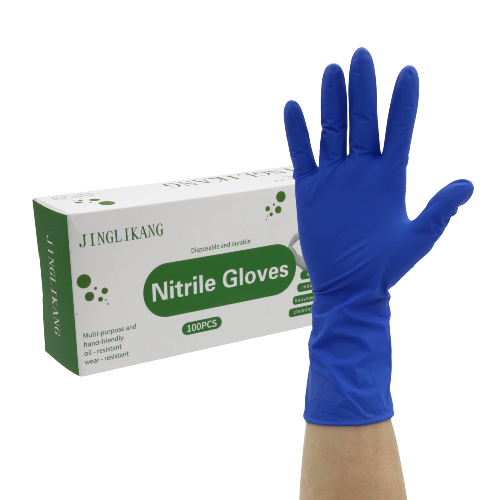Durable Blue Nitrile Gloves 11.42inch Powder-Free Disposable for Home Cleaning