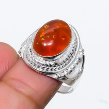 Baltic Amber Gemstone Handmade 925 Sterling silver Jewelry Ring Size-8 US 