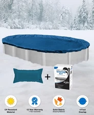 12'x24' Oval Above Ground Winter Pool Cover + 4x8 Air Pillow + Winterizing Kit ~