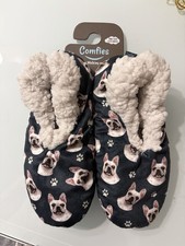 Comfies E S Pets French Bulldog Dog Slippers Womens Size 5-11 Non-Skid Sherpa