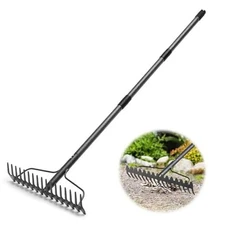 Garden Rake Bow Rake Heavy Duty Leveling Rake with Adjustable Handle, 17 5FT