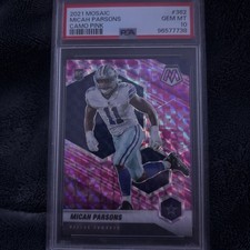 2021 Panini Mosaic Micah Parsons True Rookie Camo Pink Prizm RC (PSA 10)