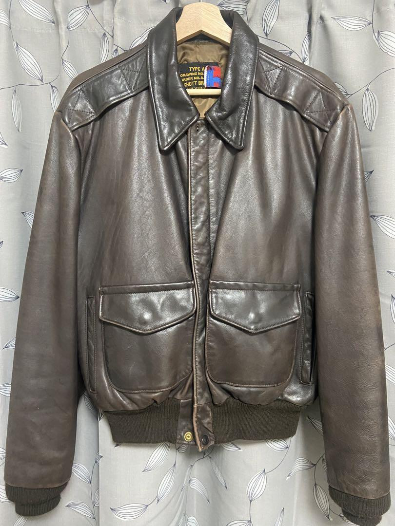 Schott TYPE A-2 Leather Flight Jacket Brown Military Style Size 42 
