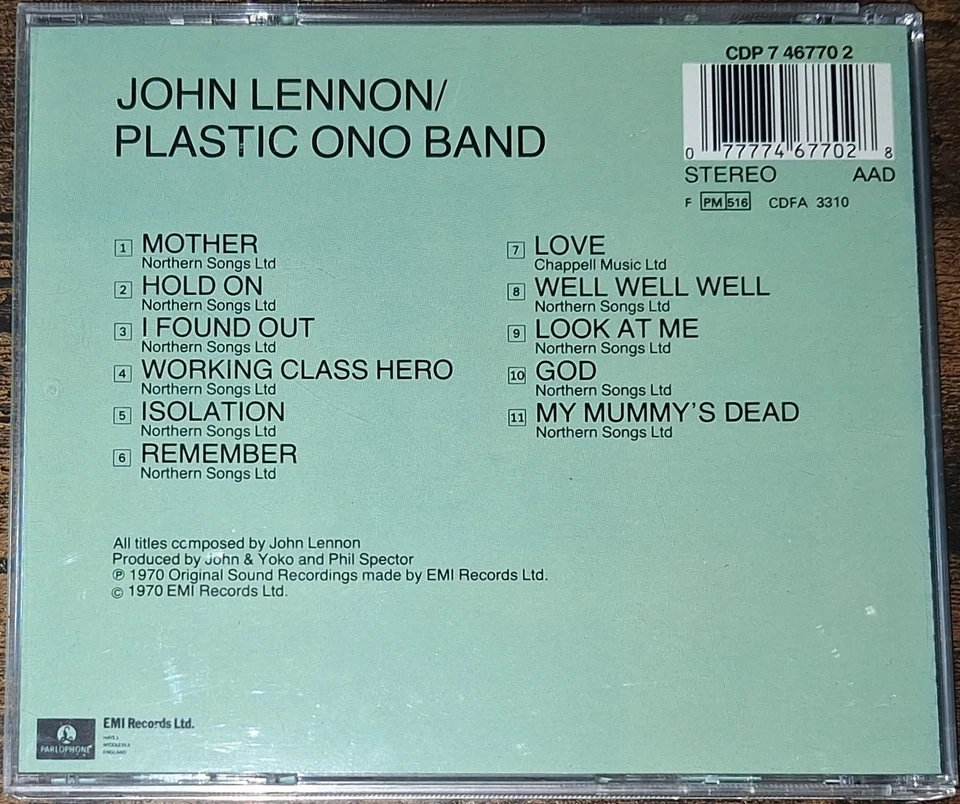 JOHN LENNON / PLASTIC ONO BAND - SAME CD UK-Pressung - Bild 2 von 2