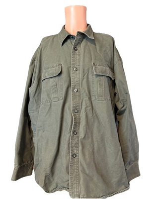 #ad Vintage Cabela’s Chore Coat Farm Lined Pockets Duck Jacket 2XL Dark Green $36.25