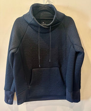 ATHLETA Jacquard Elevation Pullover Sweatshirt Sz S Black Funnel Neck Pockets