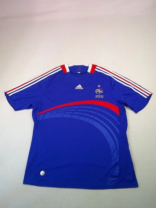 France Jersey Vintage 2007 2008 Adidas Home Team 00s Bleu Euro Cup FFF Football - Photo 1/4