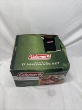 Coleman 24-Piece Red Speckled Enamel Dinnerware Dishes Set Camping 