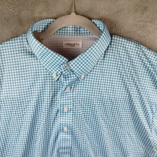 NWOT Collars And Co Shirt Men 2XL Firm Dress Collar Polo Blue Gingham Check