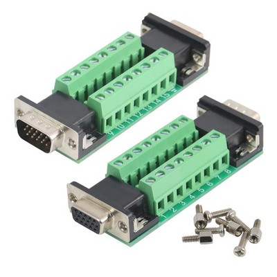 2PCS DB15 VGA Male Female Connector Breakout Board, Solderless RS232 D-SUB Adapt