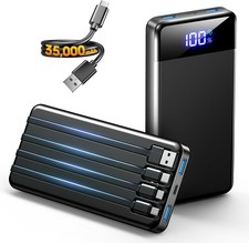 Portable Charger 35000mAh Power Bank - Powerbank with 4 Built in Cables, 22.5...