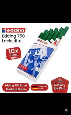 10er Pack Edding 750 Lackmarker Wasserfest   Grün / 2 4 mm Spitze   Neu