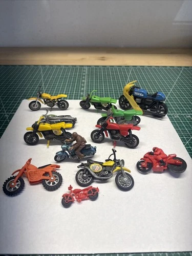 Vintage 1980s  Tonka Britains Motorcycle/Dirt Bike Lot Of 12 Plastic + Diecast