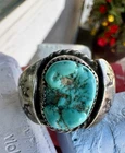 Vintage Native American Turquoise Ring Sterling Silver Navajo Ring Virgil Reeder