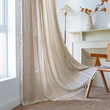 Boho Curtains for Bedroom Living Room 102 52"W x 102"L Pack of 1 Natural