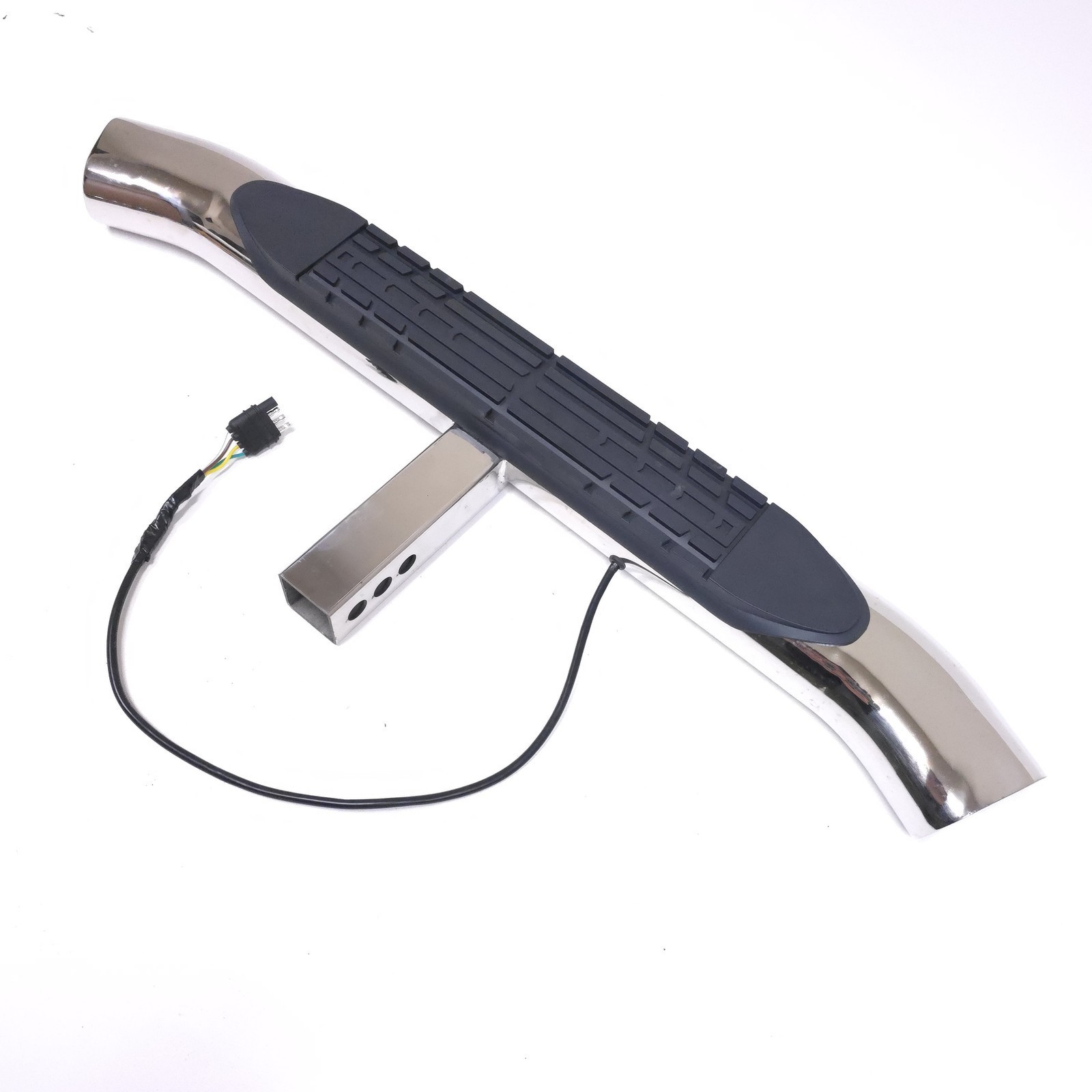 Chrome Tow Hitch Step Bar Guard Fit 2" Receiver 36" Curved Brake Spot Lights LED