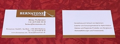 BERNATONE ALPHORNBAU - HABKERN SWITZERLAND  BUSINESS CARD