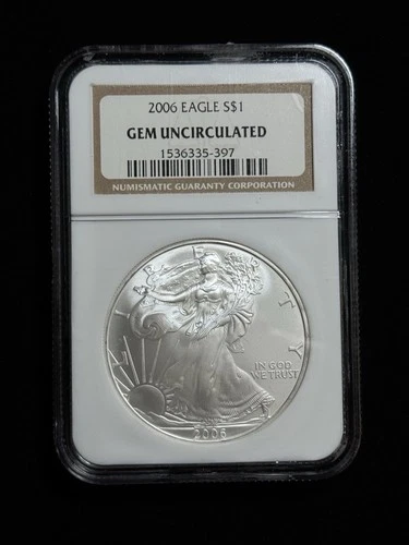 2006 American Silver Eagle $1 Gem Uncirculated NGC 1 Oz .999 Silver