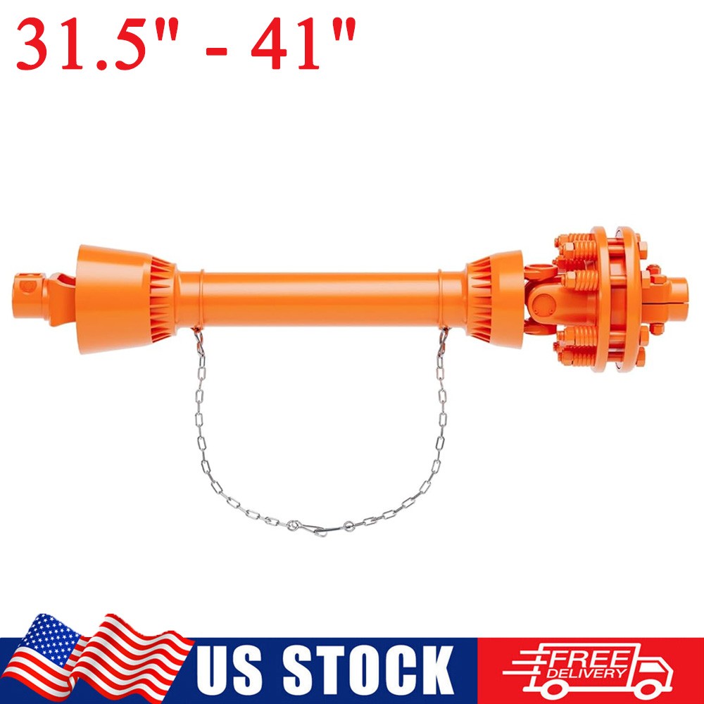 31.5"-41" PTO Shaft PTO Drive Shaft 1-3/8" x 6 Spline Ends w/ Slip Clutch Orange