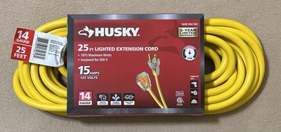 Husky 25  Lighted Extension Cord 15 Amps 14 Gauge 