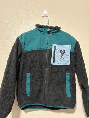Puma x AMI Alexandre Mattiussi Sherpa Fleece Jacket in Black/Ponderosa Pine