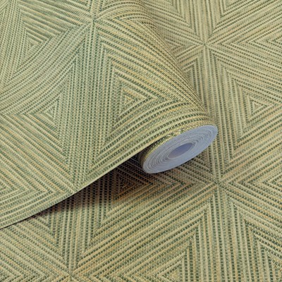 Rasch Boho Geometric Textured Vinyl Wallpaper Green 571288 Modern Decor