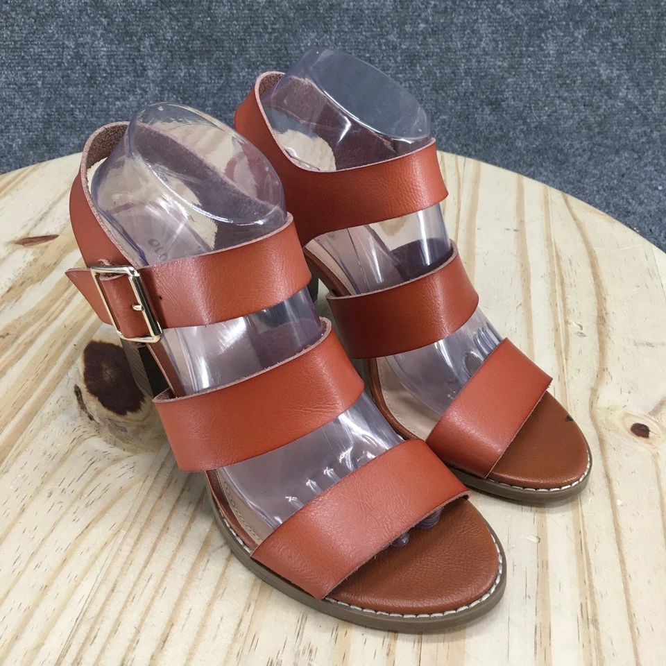 Old Navy Sandals Womens 9 Ankle Strap Brown Buckle Open Toe Casual Block Heels - Image 3 of 4