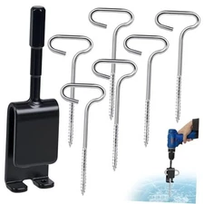 RGQSUN Ice Fishing Anchor Tool Kit,Ice Anchor Drill Adapter with 6 Ice Fishing 