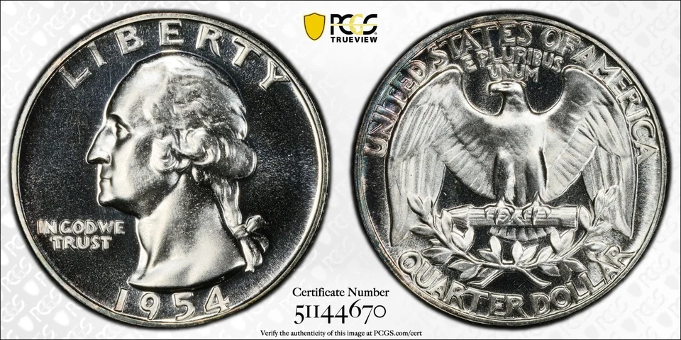 1954-P George Washington Silver Quarter Proof 25C PCGS PR67 / HARD TO FIND /UNC - Image 4 of 4