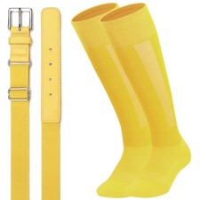 Youth Adult Baseball Socks and Belts Combo, Adjustable Elastic Softball Belts...