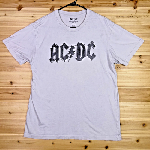 AC/DC T-Shirt Mens Small White Logo 80's Rock Band Hair Band Short ...