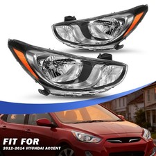 Leftright Headlights For 2012-2014 Hyundai Accent Sedan Chrome Halogen Pair Leftright Headlights For 2012-2014 Hyundai Accent Sedan Chrome Halogen Pair