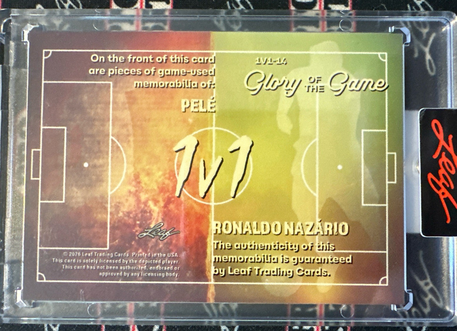 2026 Leaf Glory of the Game Soccer Pele 1v1 Ronaldo Nazario Silver 21/35 view 2
