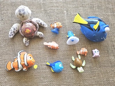 Lot Of 10 Disney Finding Nemo Dora Toy Figures 1.25'' To 5.5'' Pearl, Squirt,...