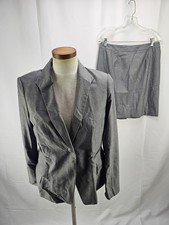 ETCETERA Women's Gray Stripe Skirt Suit Jacket 6 Skirt 8