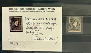 Lombardia e Veneto. Austria. 1859. 3 Soldatini Nero. Tipo II. Cert. Ferchenbauer.