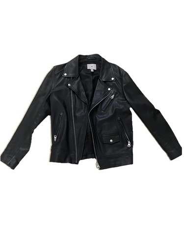 H&M Men's Premium Line Genuine Leather Biker Jacket Medium Pre Owned