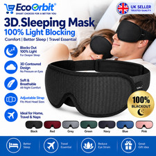 3D Contoured Sleep Eye Mask Soft Padded Blackout Blindfold Travel UK