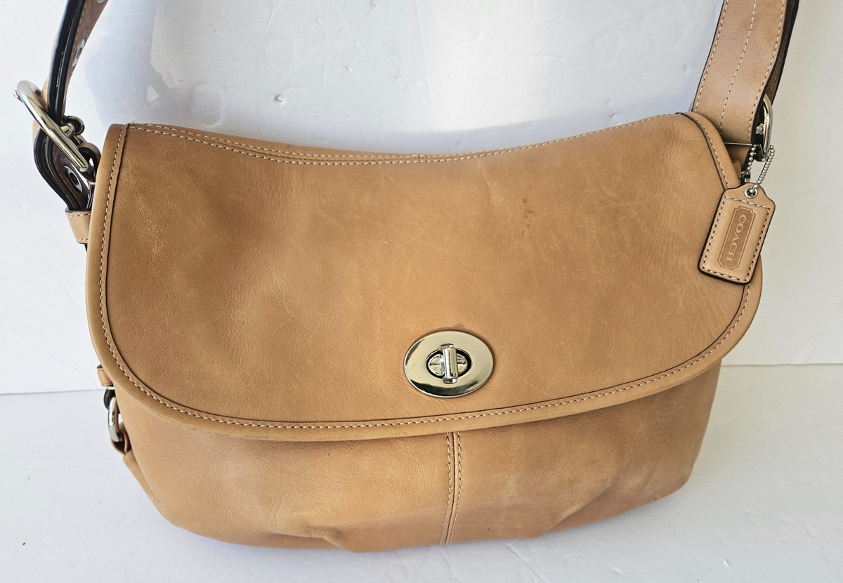 COACH C1069-F15170 Flap Legacy Tan Pebbled Leather Shoulder