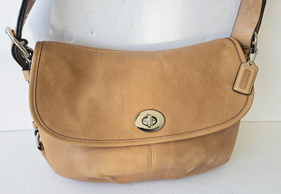 COACH C1069-F15170 Flap Legacy Tan Pebbled Leather Shoulder